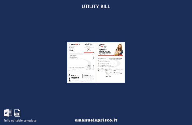 modello di pagine di parole della bolletta delle utenze Primetel di Cipro in sti